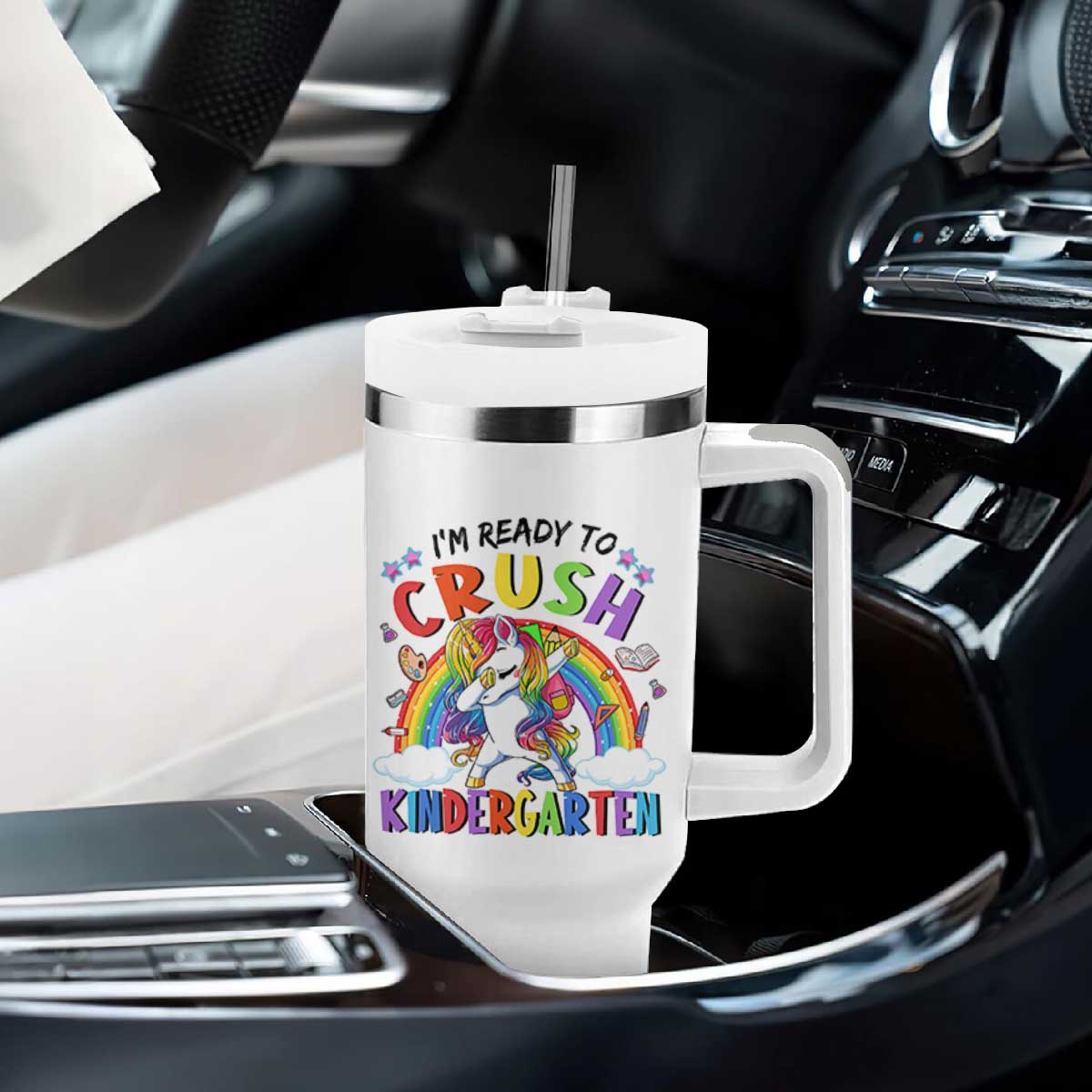 Ready to Crush Kindergarten Cute Girls Tumbler With Handle First Day Back to School TS01 Print Your Wear