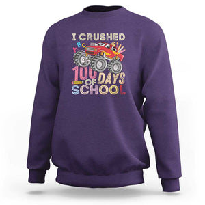 Boys 100 Day Sweatshirt I Crushed 100 Days of School, Monster Truck TS01 Purple Print Your Wear