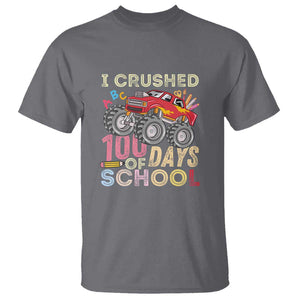 Boys 100 Day T Shirt I Crushed 100 Days of School, Monster Truck TS01 Charcoal Print Your Wear