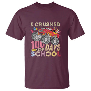 Boys 100 Day T Shirt I Crushed 100 Days of School, Monster Truck TS01 Maroon Print Your Wear