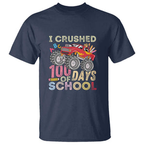 Boys 100 Day T Shirt I Crushed 100 Days of School, Monster Truck TS01 Navy Print Your Wear