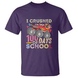 Boys 100 Day T Shirt I Crushed 100 Days of School, Monster Truck TS01 Purple Print Your Wear