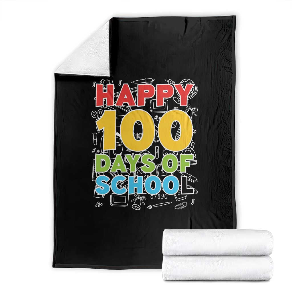 Happy 100 Days of School Throw Blanket Cute Celebration Gift for Teachers and Kids TS01 Black Print Your Wear