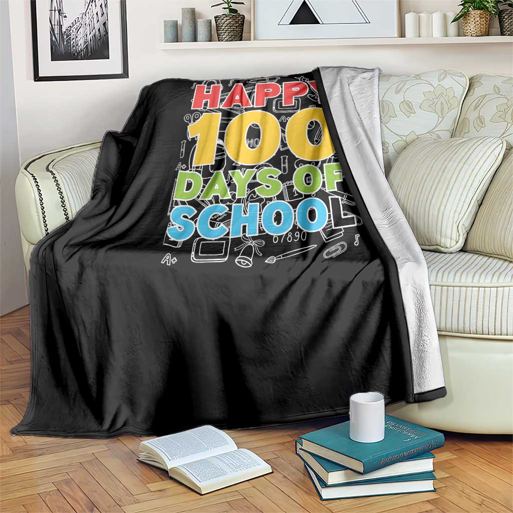 Happy 100 Days of School Throw Blanket Cute Celebration Gift for Teachers and Kids TS01 Print Your Wear