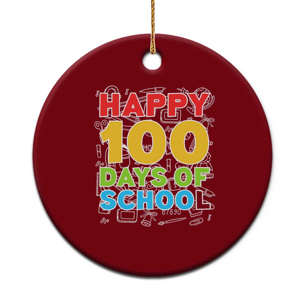 Happy 100 Days of School Ceramic Ornament Cute Celebration Gift for Teachers and Kids TS01 1pc Red Print Your Wear