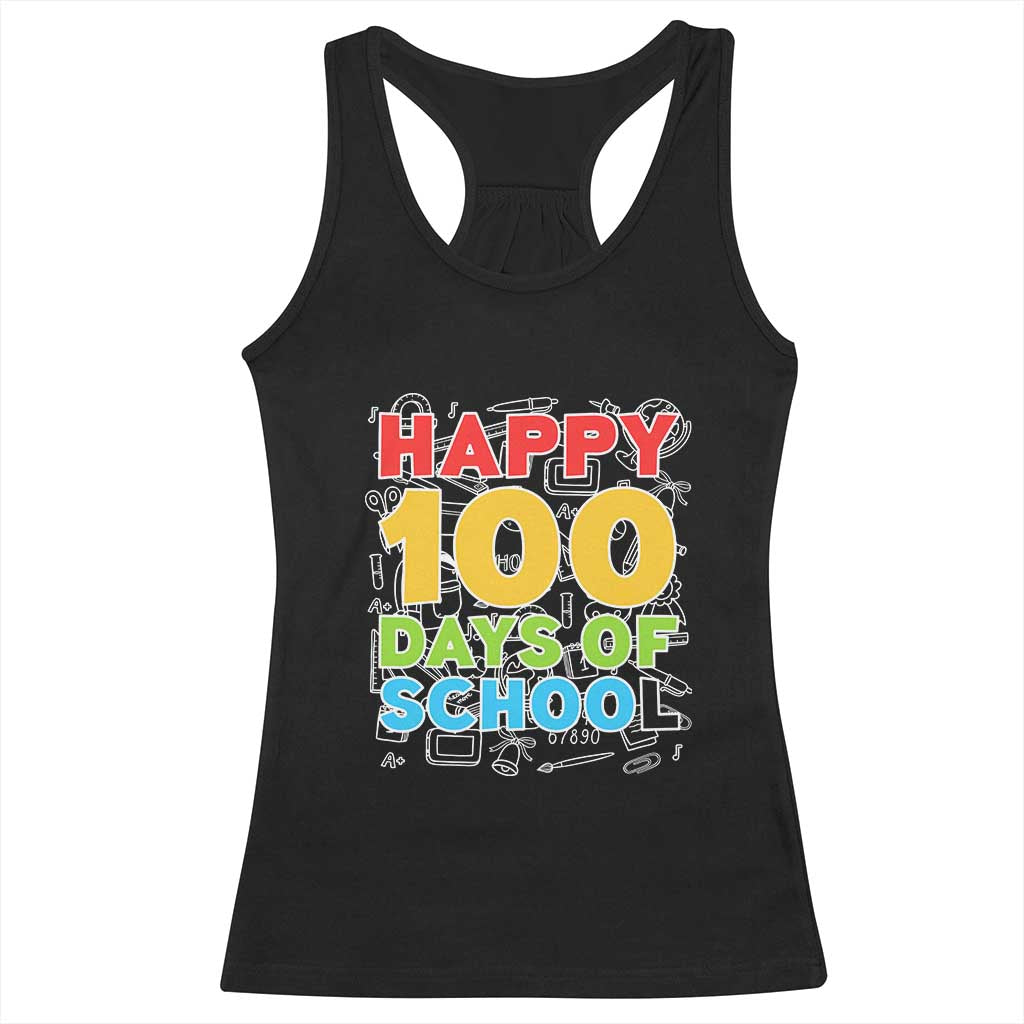 Happy 100 Days of School Racerback Tank Top Cute Celebration Gift for Teachers and Kids TS01 Black Print Your Wear