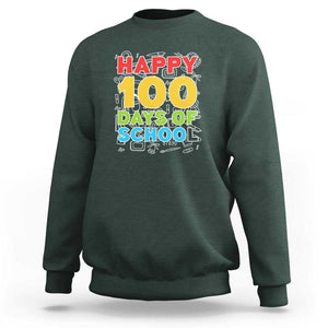 Happy 100 Days Sweatshirt 100th Day of School Celebration TS01 Dark Forest Green Print Your Wear