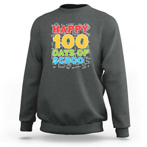 Happy 100 Days Sweatshirt 100th Day of School Celebration TS01 Dark Heather Print Your Wear