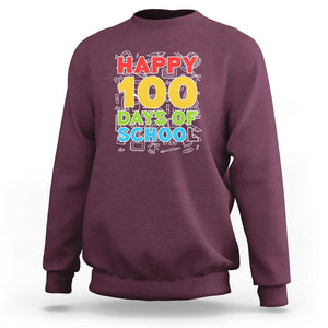 Happy 100 Days Sweatshirt 100th Day of School Celebration TS01 Maroon Print Your Wear