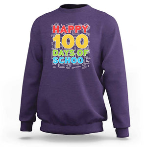 Happy 100 Days Sweatshirt 100th Day of School Celebration TS01 Purple Print Your Wear