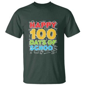 Happy 100 Days T Shirt 100th Day of School Celebration TS01 Dark Forest Green Print Your Wear