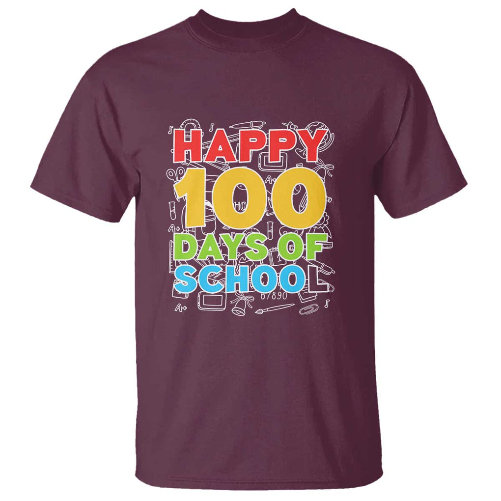 Happy 100 Days T Shirt 100th Day of School Celebration TS01 Maroon Print Your Wear
