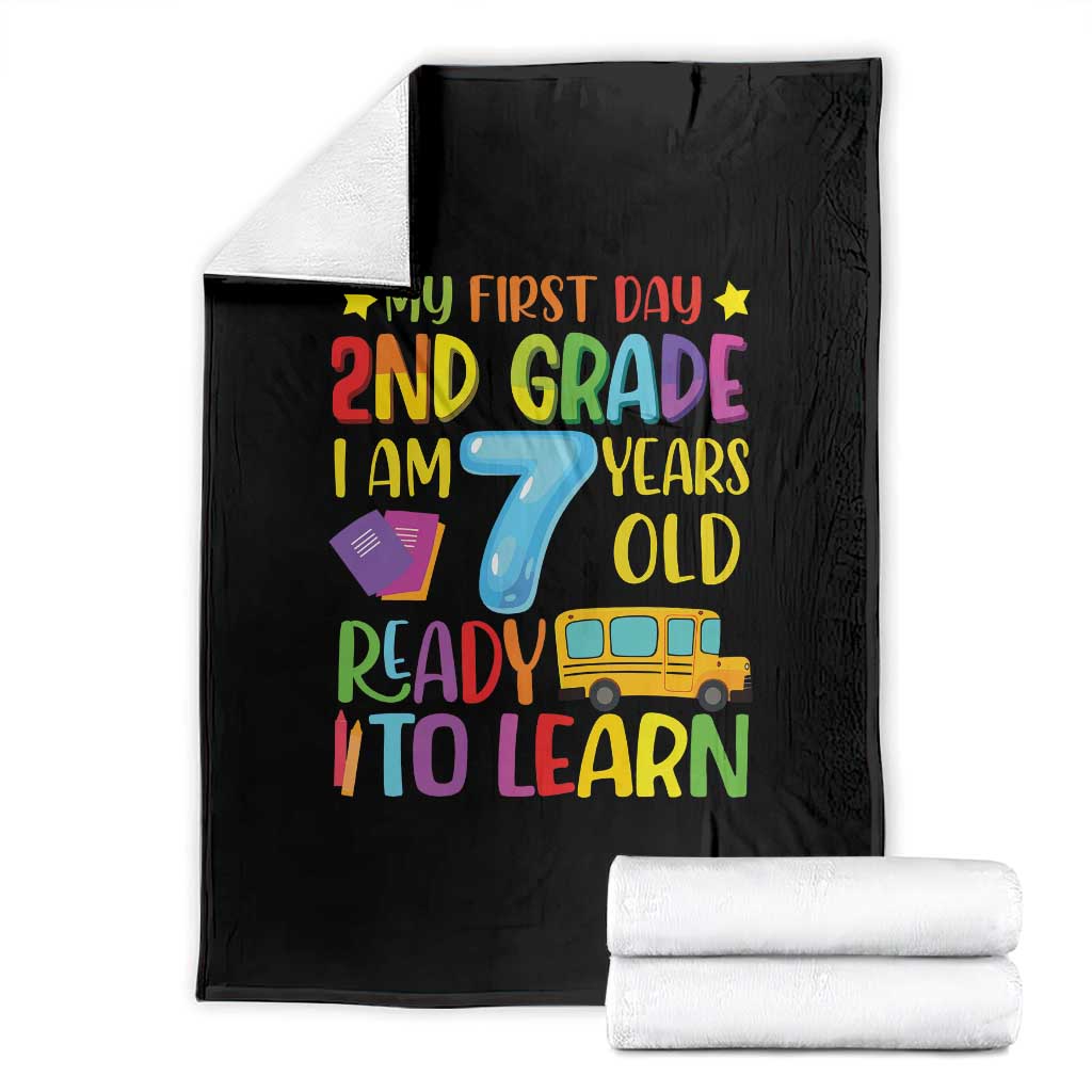 My First Day of 2nd Grade Throw Blanket Ready to Learn Back to School TS01 Black Print Your Wear