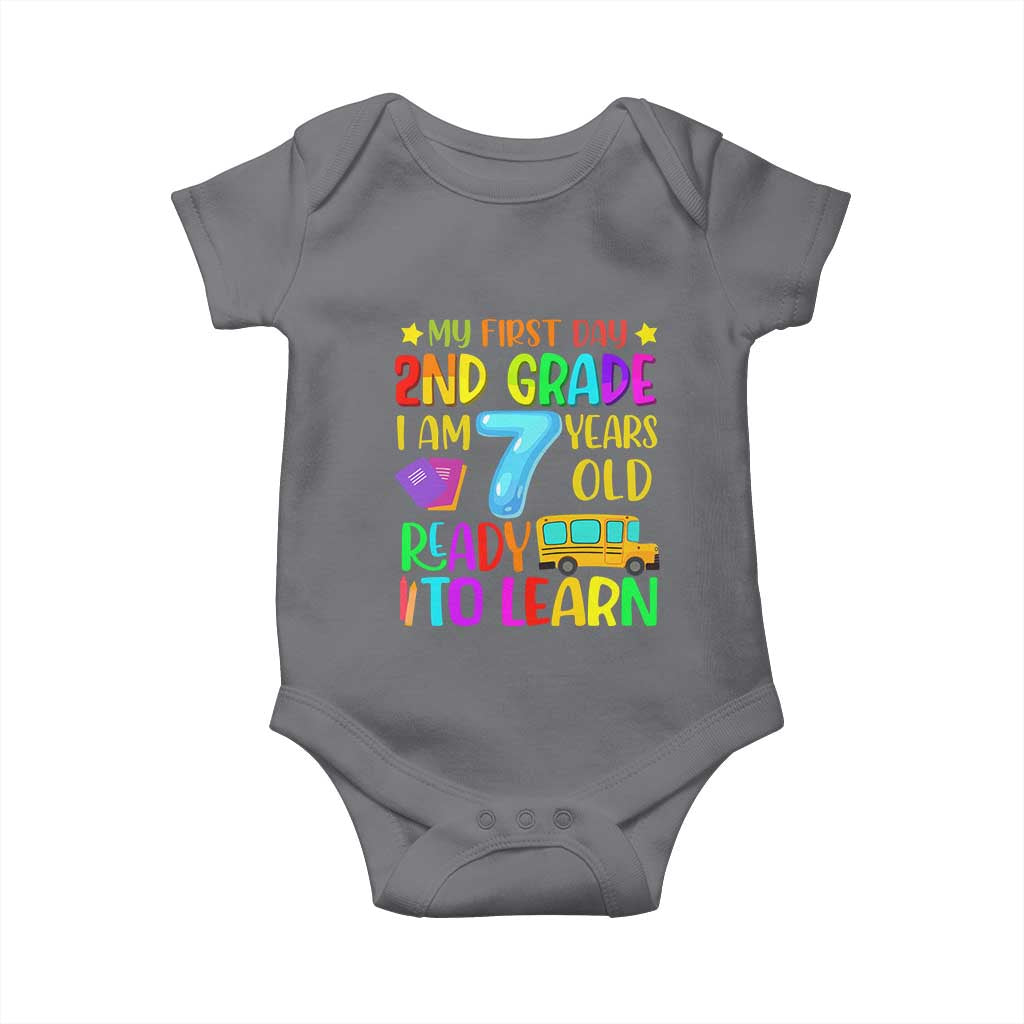 My First Day of 2nd Grade Baby Onesie Ready to Learn Back to School TS01 Charcoal Print Your Wear