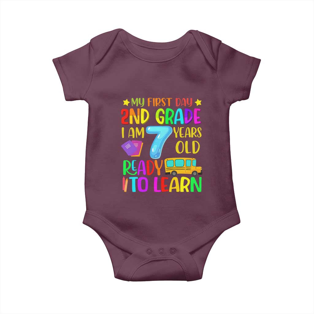 My First Day of 2nd Grade Baby Onesie Ready to Learn Back to School TS01 Maroon Print Your Wear