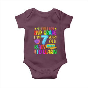 My First Day of 2nd Grade Baby Onesie Ready to Learn Back to School TS01 Maroon Print Your Wear