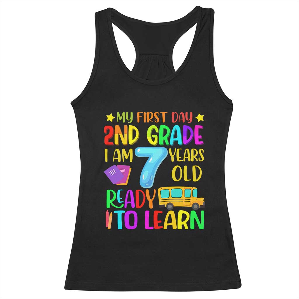 My First Day of 2nd Grade Racerback Tank Top Ready to Learn Back to School TS01 Black Print Your Wear