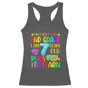 My First Day of 2nd Grade Racerback Tank Top Ready to Learn Back to School TS01 Dark Heather Print Your Wear