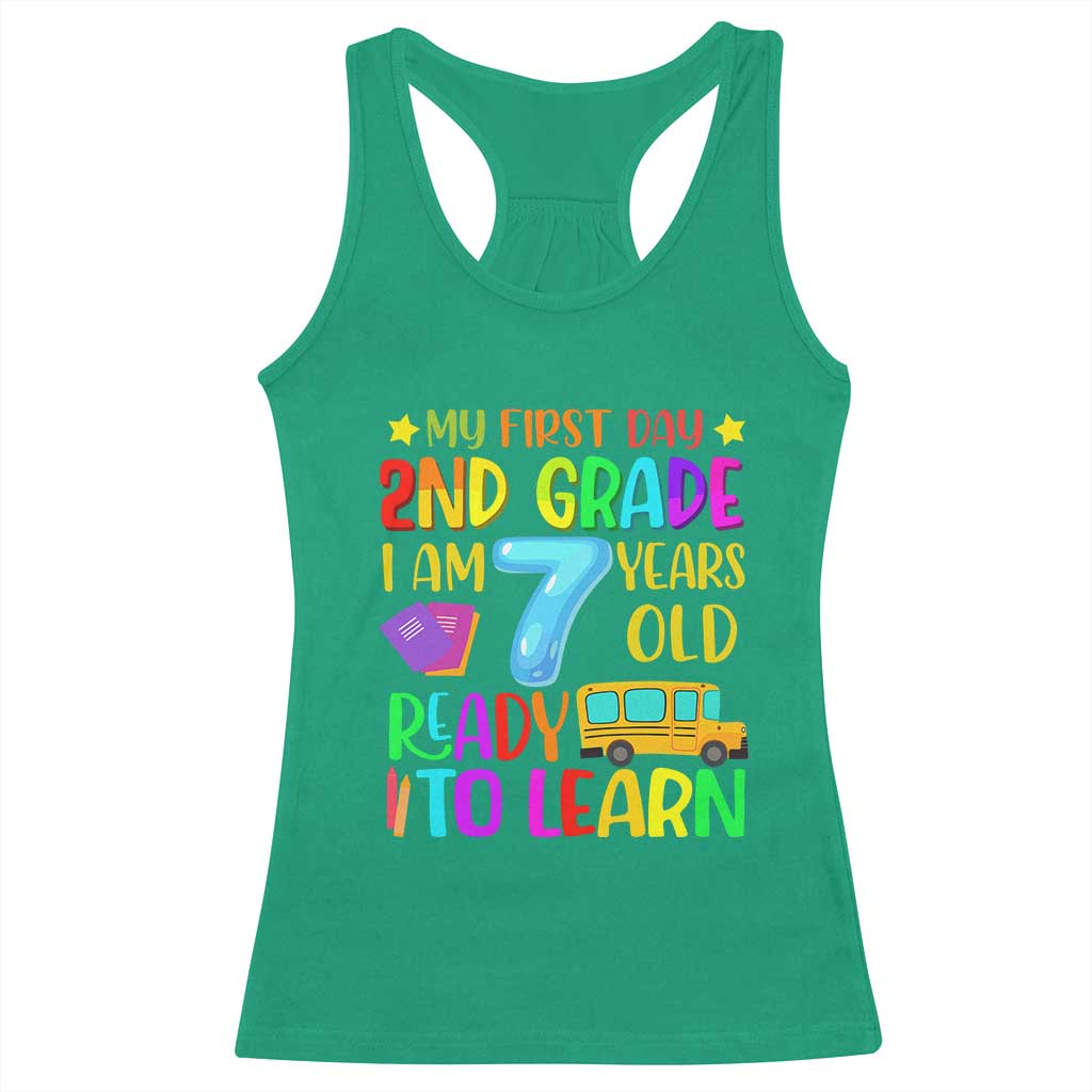 My First Day of 2nd Grade Racerback Tank Top Ready to Learn Back to School TS01 Irish Green Print Your Wear