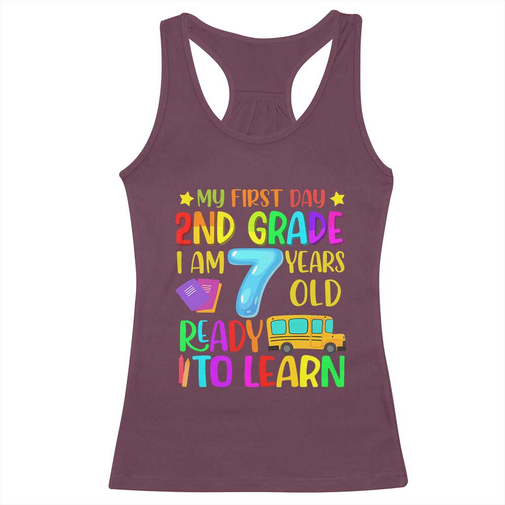 My First Day of 2nd Grade Racerback Tank Top Ready to Learn Back to School TS01 Maroon Print Your Wear