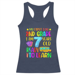 My First Day of 2nd Grade Racerback Tank Top Ready to Learn Back to School TS01 Navy Print Your Wear