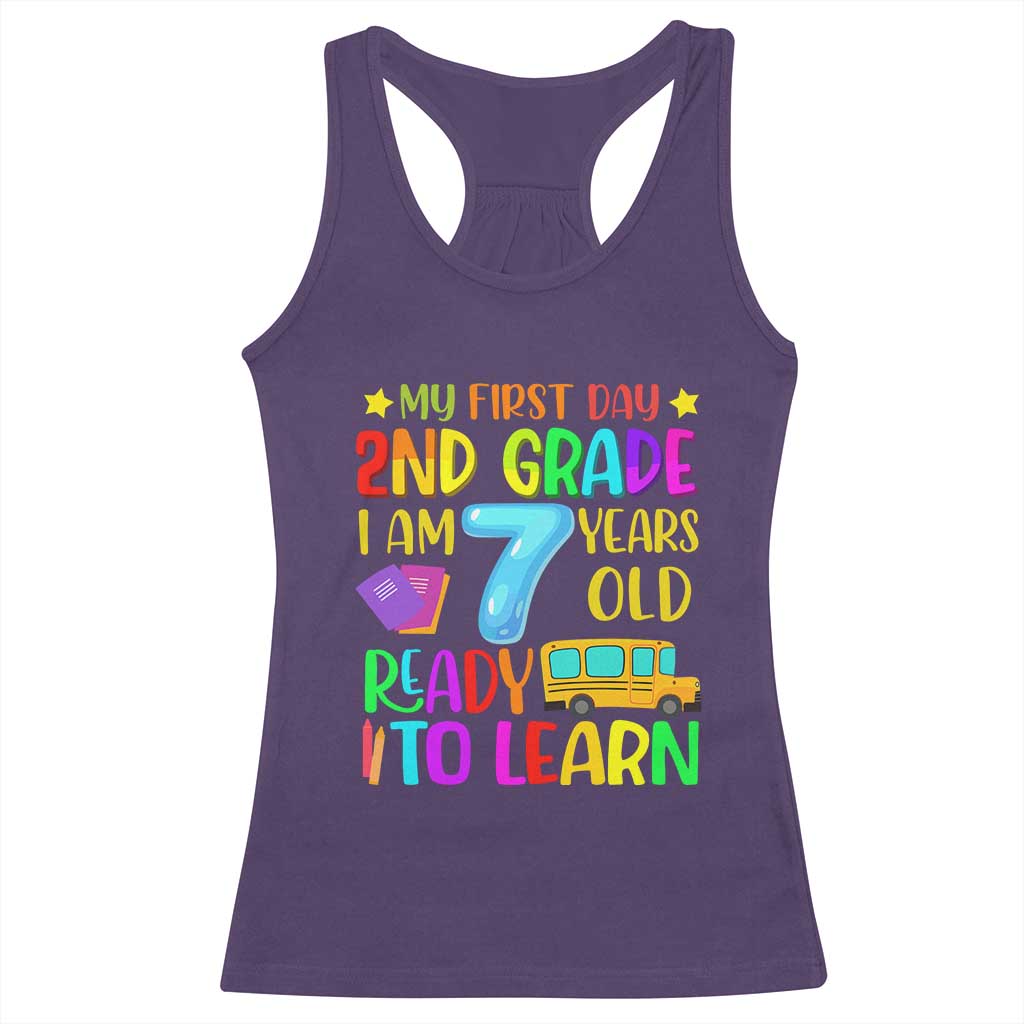 My First Day of 2nd Grade Racerback Tank Top Ready to Learn Back to School TS01 Purple Print Your Wear