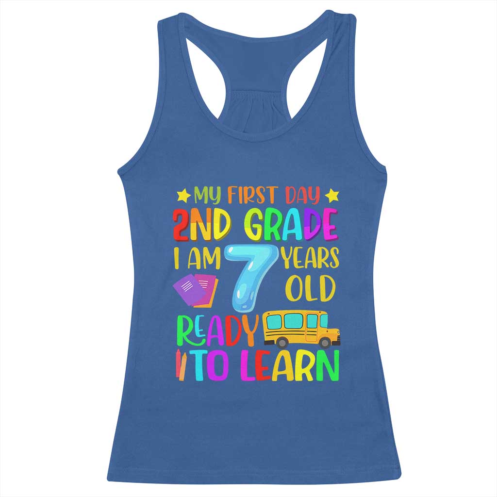 My First Day of 2nd Grade Racerback Tank Top Ready to Learn Back to School TS01 Royal Blue Print Your Wear
