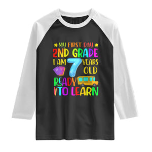 My First Day of 2nd Grade Raglan Shirt Ready to Learn Back to School TS01 Black White Print Your Wear