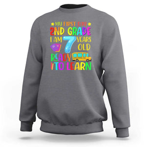 My First Day of 2nd Grade Sweatshirt Ready to Learn, Back to School TS01 Charcoal Print Your Wear