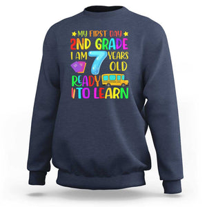 My First Day of 2nd Grade Sweatshirt Ready to Learn, Back to School TS01 Navy Print Your Wear