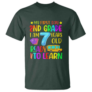 My First Day of 2nd Grade T Shirt Ready to Learn, Back to School TS01 Dark Forest Green Print Your Wear