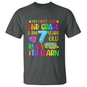 My First Day of 2nd Grade T Shirt Ready to Learn, Back to School TS01 Dark Heather Print Your Wear