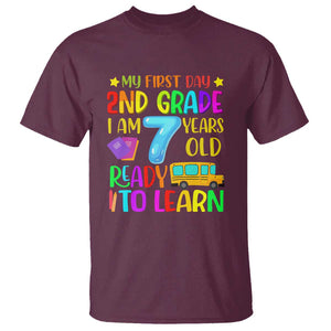 My First Day of 2nd Grade T Shirt Ready to Learn, Back to School TS01 Maroon Print Your Wear