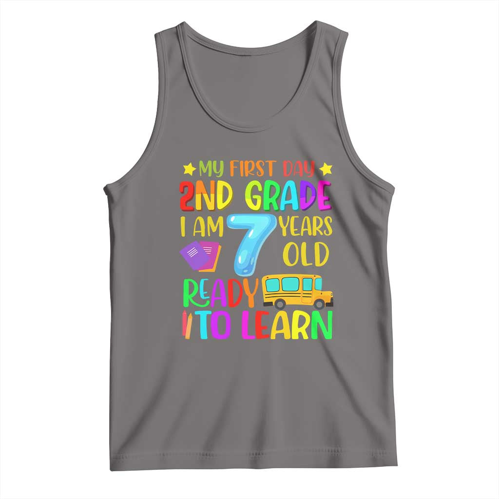 My First Day of 2nd Grade Tank Top Ready to Learn Back to School TS01 Deep Heather Print Your Wear