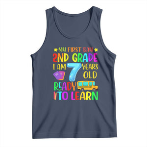 My First Day of 2nd Grade Tank Top Ready to Learn Back to School TS01 Navy Print Your Wear
