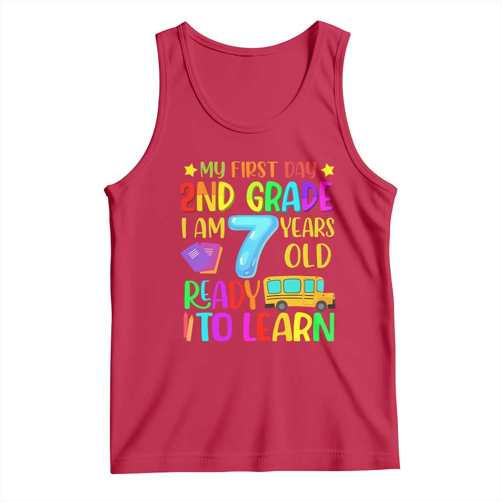 My First Day of 2nd Grade Tank Top Ready to Learn Back to School TS01 Red Print Your Wear