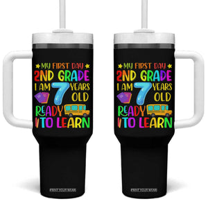 My First Day of 2nd Grade Tumbler With Handle Ready to Learn Back to School TS01 One Size: 40 oz Black Print Your Wear