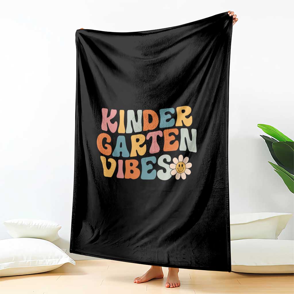 Retro Kindergarten Vibes Throw Blanket Cute Kinder Crew First Day of School TS01 Print Your Wear