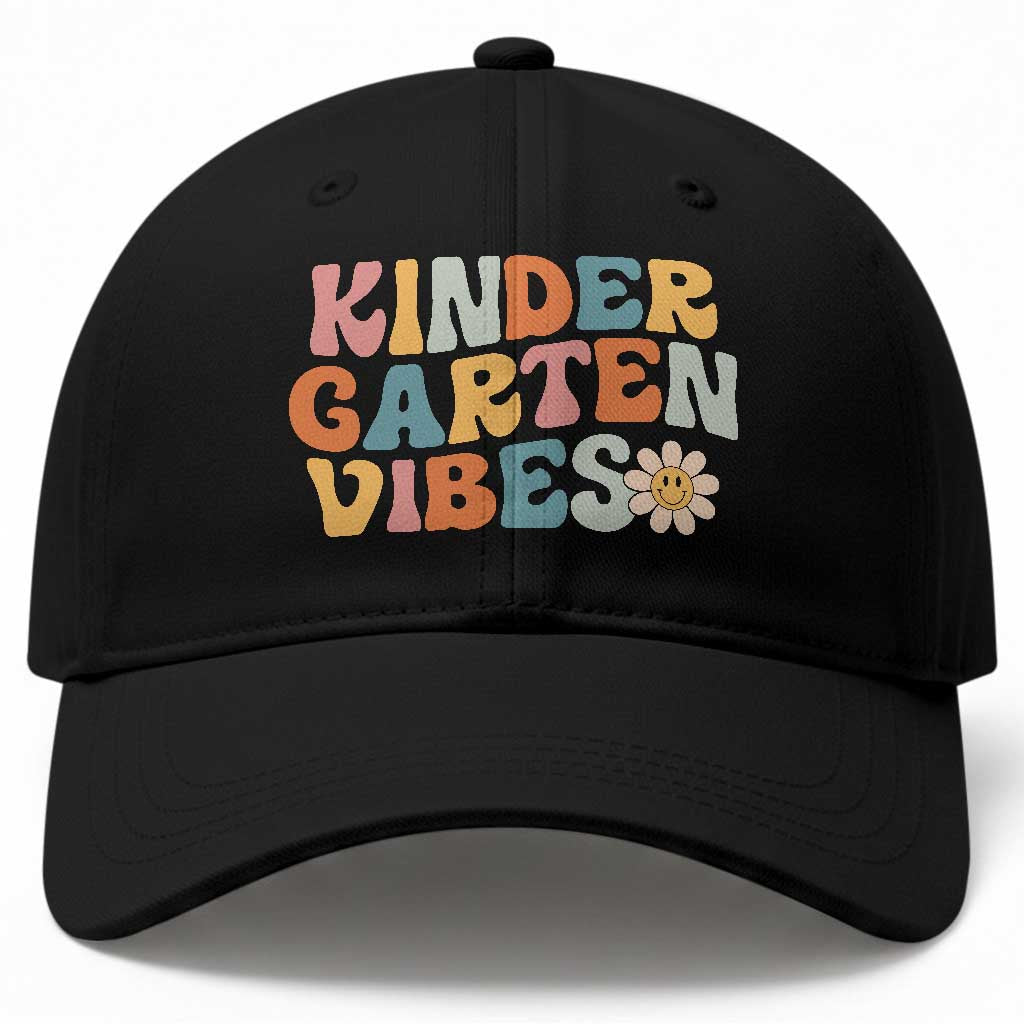 Retro Kindergarten Vibes Baseball Cap Cute Kinder Crew First Day of School TS01 Print Your Wear