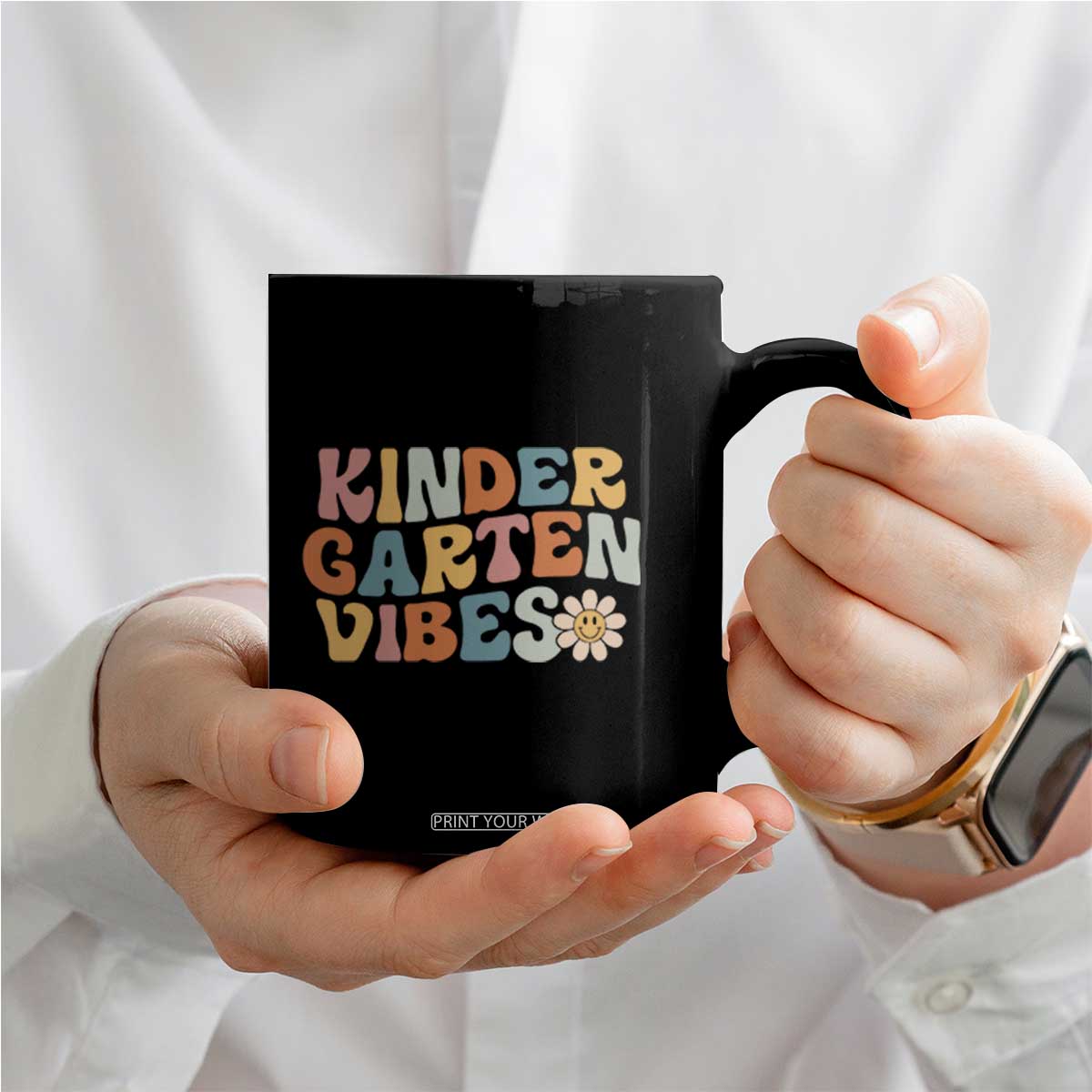 Retro Kindergarten Vibes Coffee Mug Cute Kinder Crew First Day of School TS01 Print Your Wear