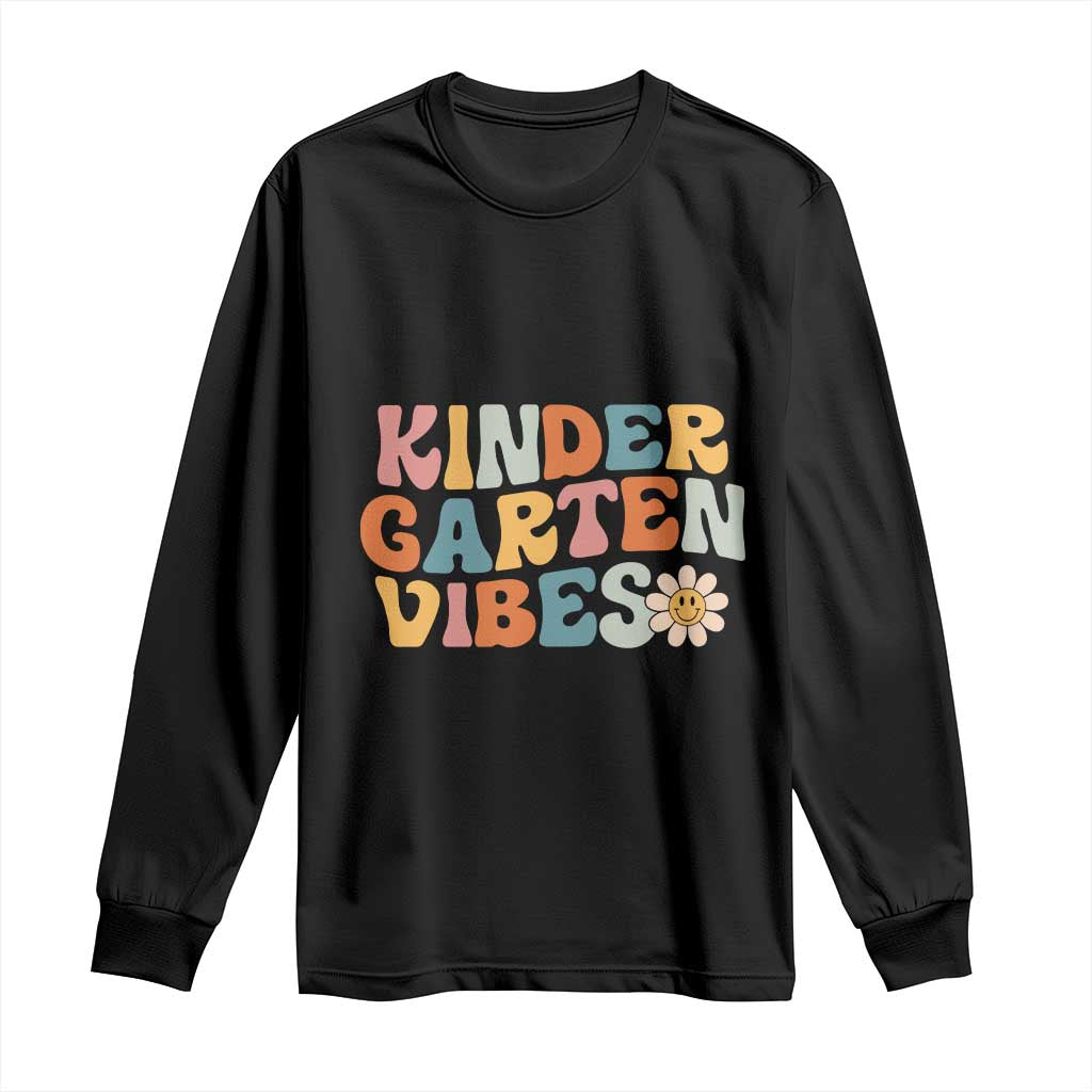 Retro Kindergarten Vibes Long Sleeve Shirt Cute Kinder Crew First Day of School TS01 Black Print Your Wear