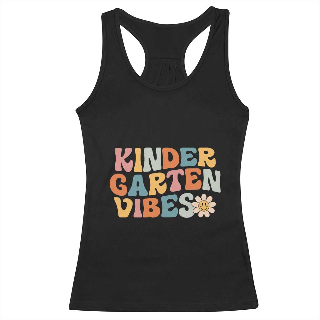 Retro Kindergarten Vibes Racerback Tank Top Cute Kinder Crew First Day of School TS01 Black Print Your Wear