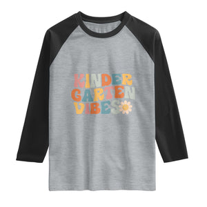 Retro Kindergarten Vibes Raglan Shirt Cute Kinder Crew First Day of School TS01 Heather Gray Black Print Your Wear