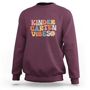 Retro Kindergarten Vibes Sweatshirt Kinder Crew, First Day of School TS01 Maroon Print Your Wear