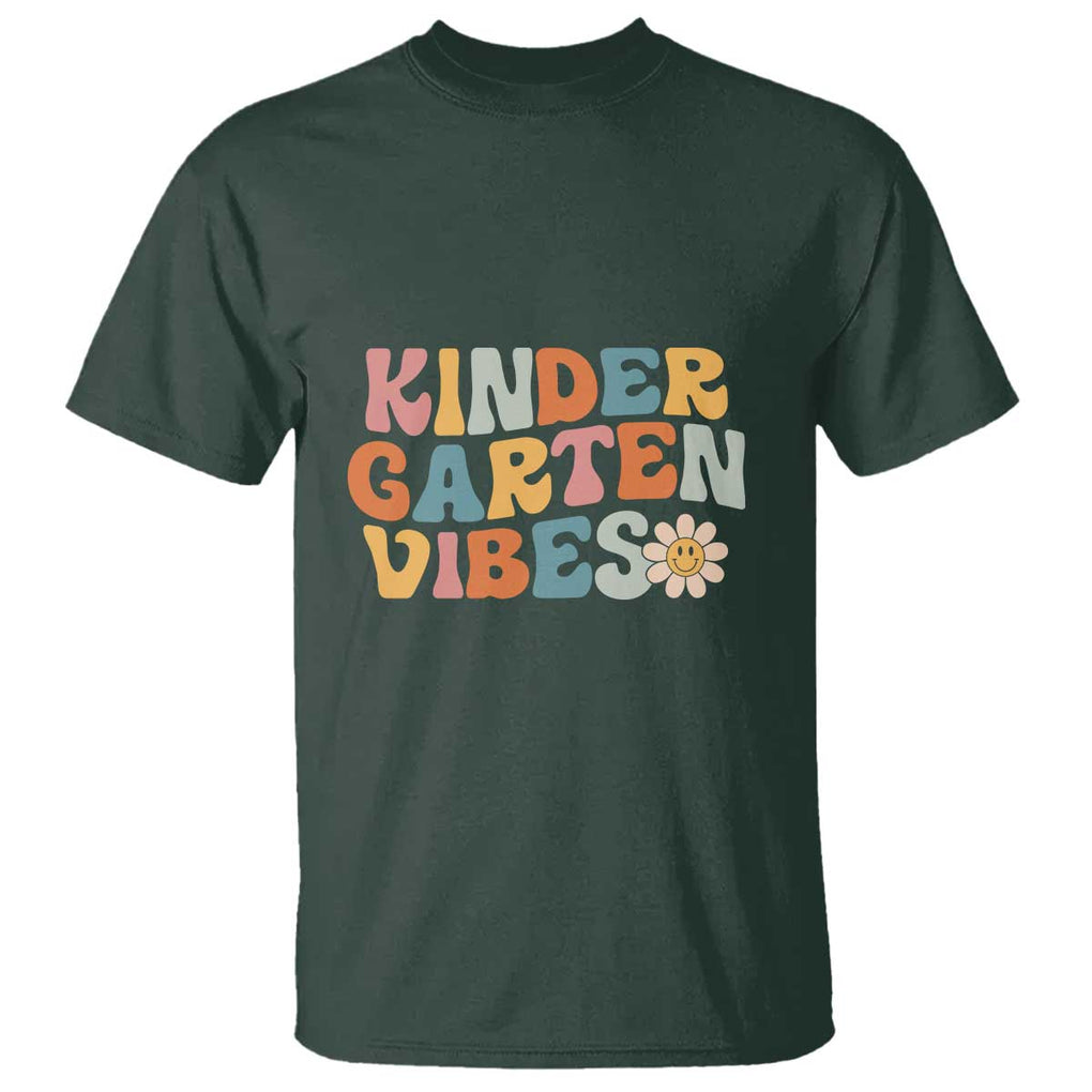 Retro Kindergarten Vibes T Shirt Kinder Crew, First Day of School TS01 Dark Forest Green Print Your Wear