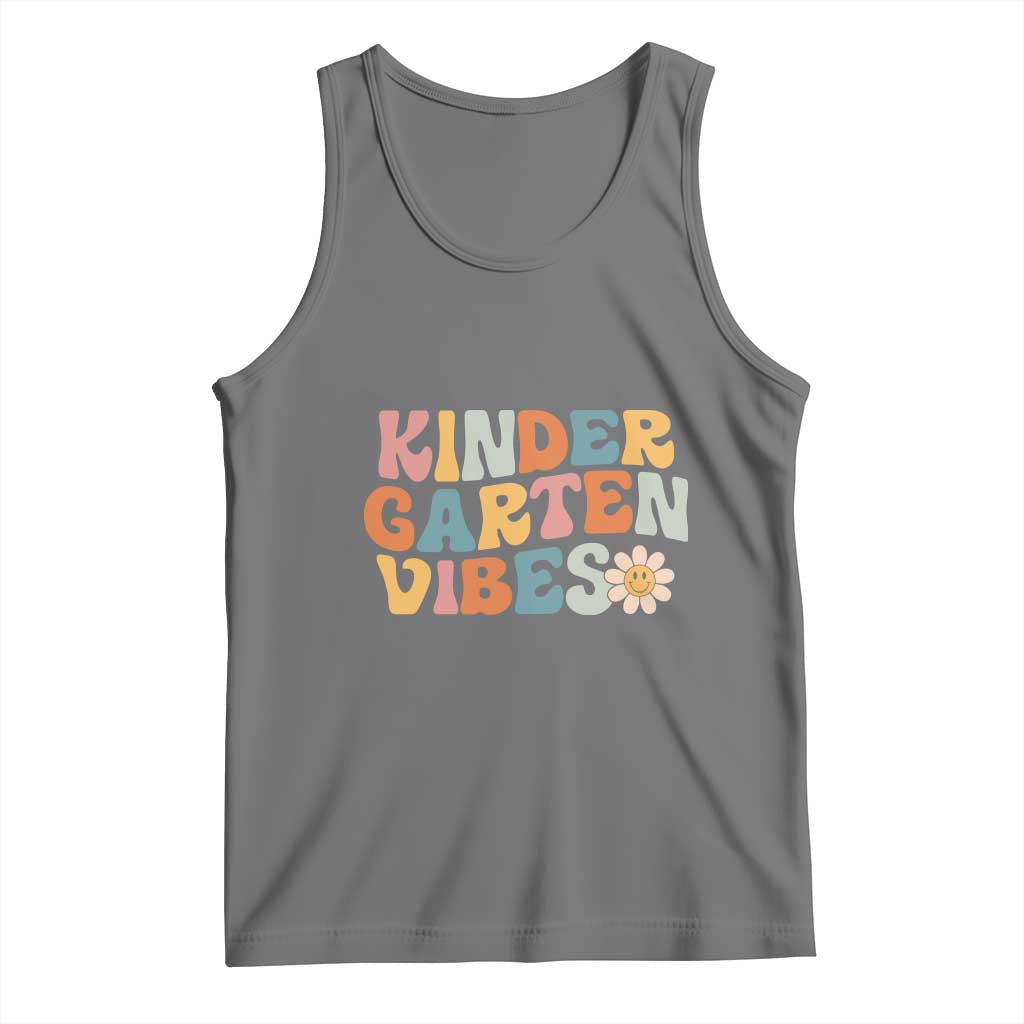 Retro Kindergarten Vibes Tank Top Cute Kinder Crew First Day of School TS01 Black Heather Print Your Wear