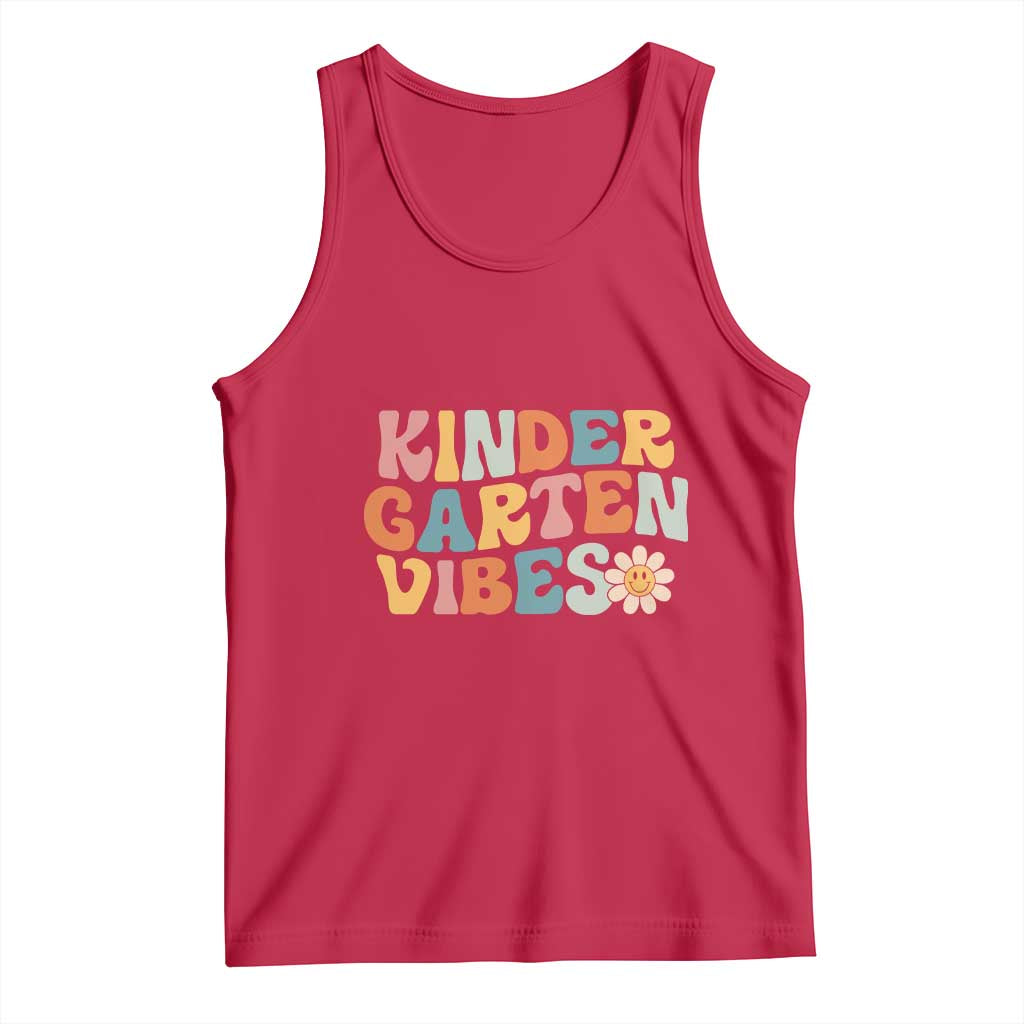 Retro Kindergarten Vibes Tank Top Cute Kinder Crew First Day of School TS01 Red Print Your Wear