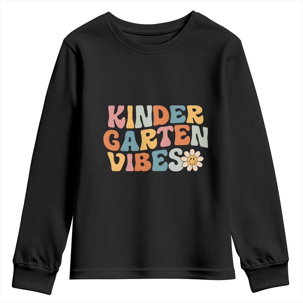 Retro Kindergarten Vibes Youth Sweatshirt Cute Kinder Crew First Day of School TS01 Black Print Your Wear