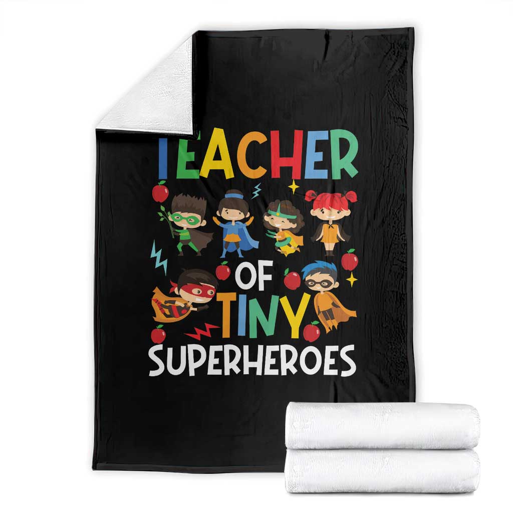 Teacher of Tiny Superheroes Throw Blanket Funny 100th Day of School TS01 Black Print Your Wear