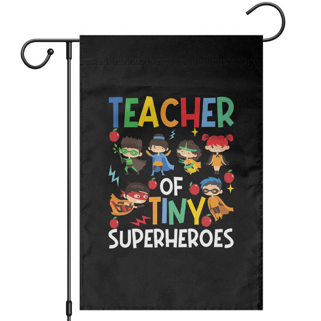 Teacher of Tiny Superheroes Garden Flag Funny 100th Day of School TS01 Black Print Your Wear